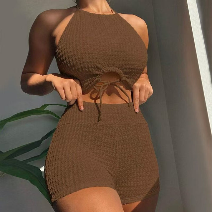 Dame Bikini-sæt med moderigtigt knudedesign og behagelige trusser Skovae