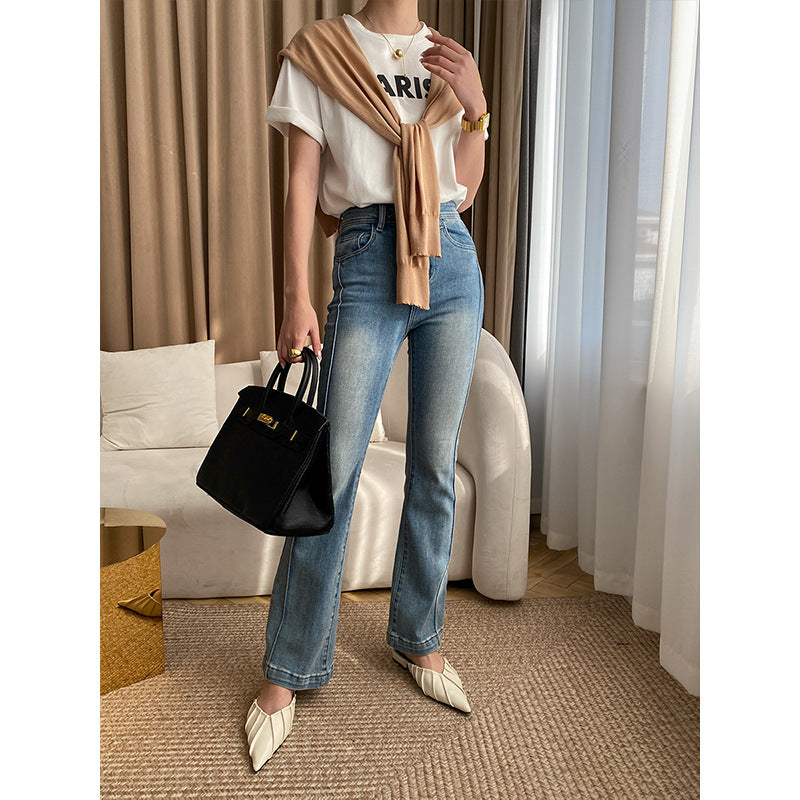 Kvinders elegante bluse med stribet sweaterudskæring Stilla