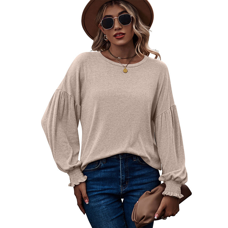 Dame Fashion Pullover top med enkle flæsedetaljer Stilla