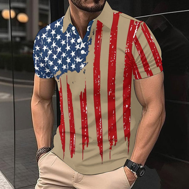 Herrer mode polo skjorte med patriotisk design Stilla