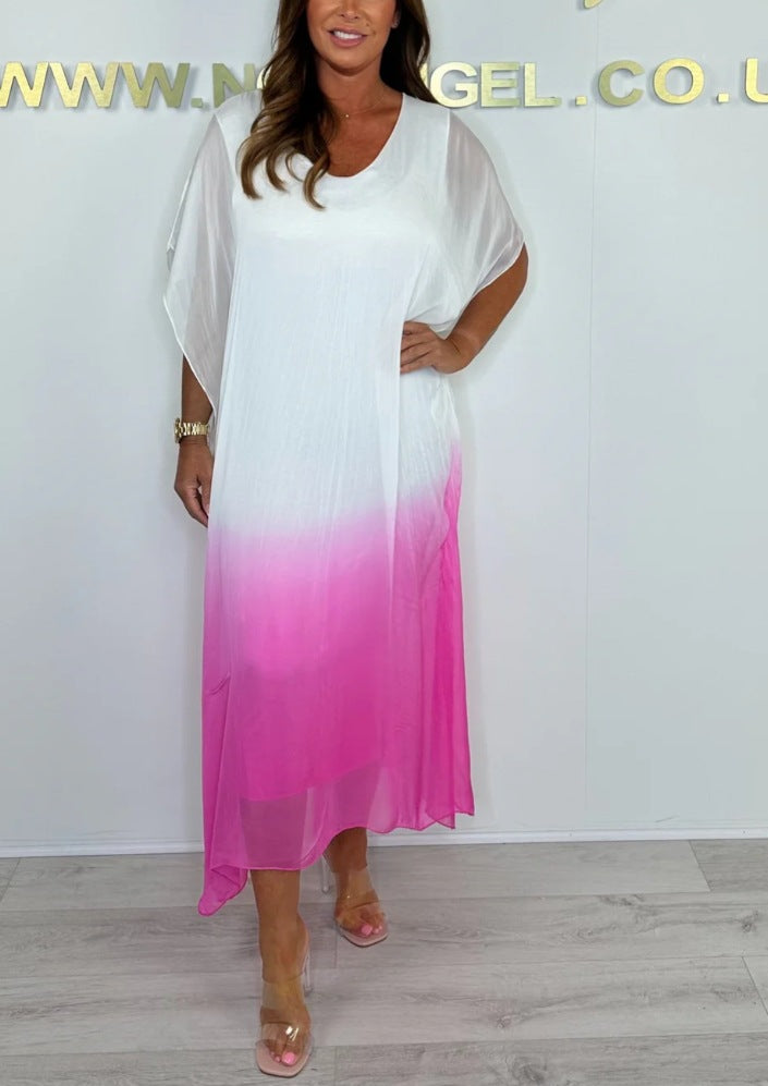 Dame maxikjole med flydende chiffon og elegant farveovergang Stilla
