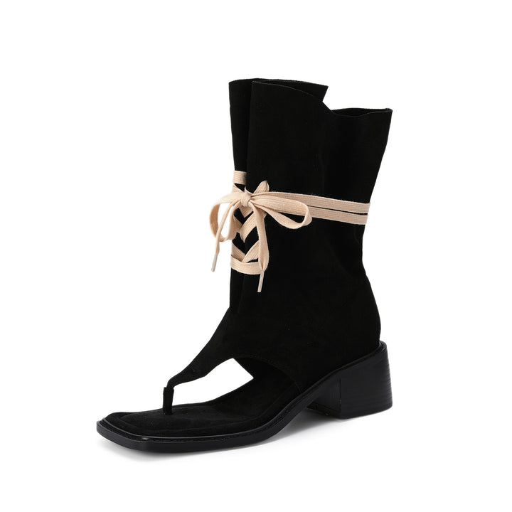 Femme Open-Toe Slouchy Hæle Ankelsko med Snøredetalje Stilla