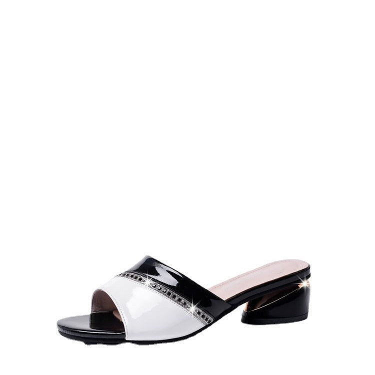 Damer elegante mules med funklende smykker og moderne sål Stilla