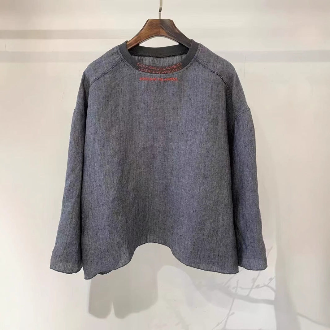 Femme Relaxed Fit Linned Rundhalset Sweatshirt Stilla