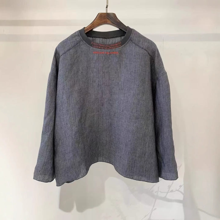 Femme Relaxed Fit Linned Rundhalset Sweatshirt Stilla
