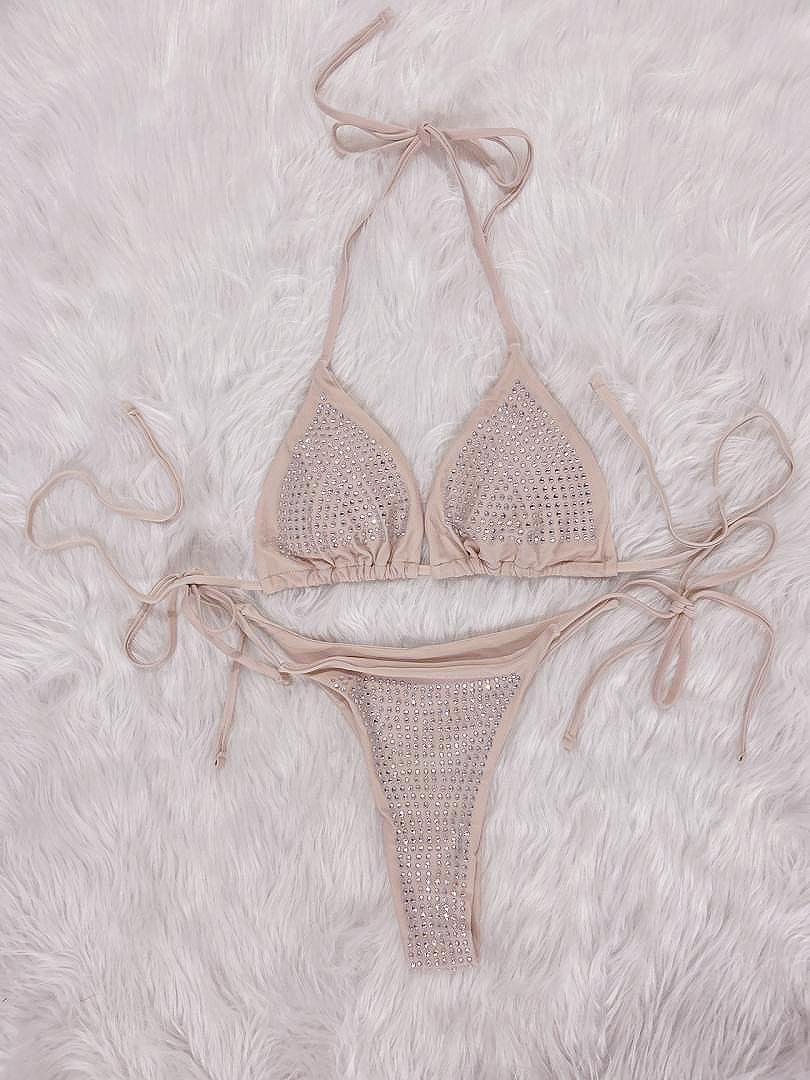 Kvinder Glitrende Rhinsten Bikini Sæt Stilla