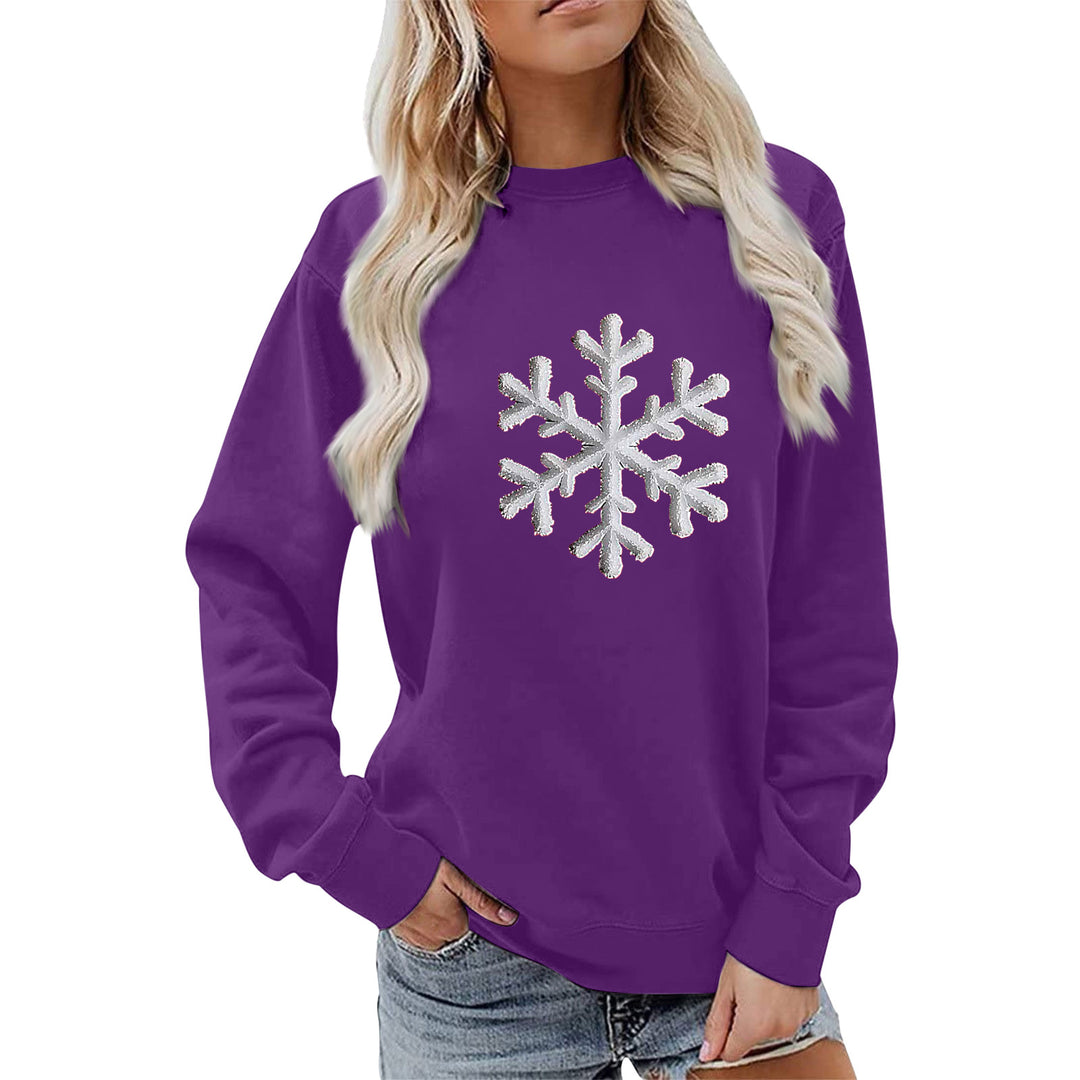 Kvinders sweatshirt med funklende snefnugdesign og afslappet pasform Stilla