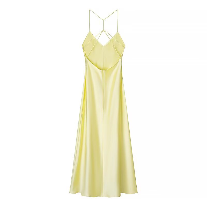 Femme Spaghetti-strop maxi kjole med kryds-bagdetalje Stilla