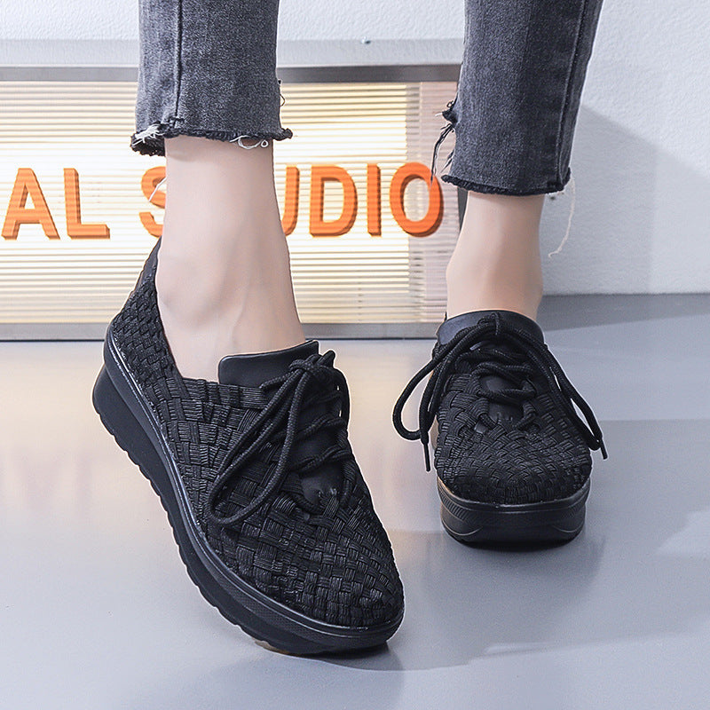 Dame Woven Casual Sneakers med forhøjet sål og åndbart design Stilla