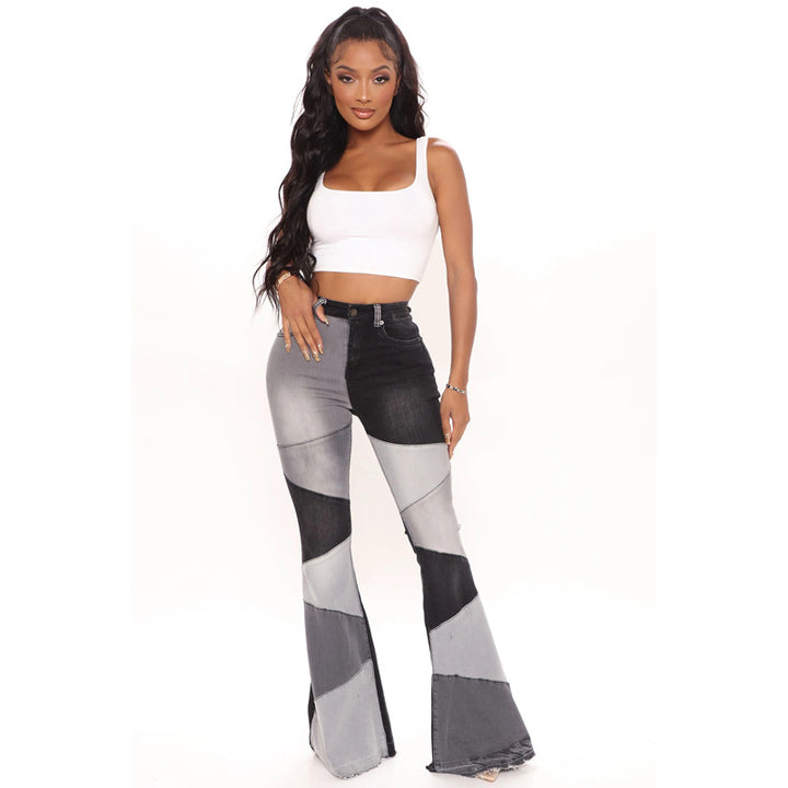 Dame Flared Jeans i moderne farveblokdesign Stilla