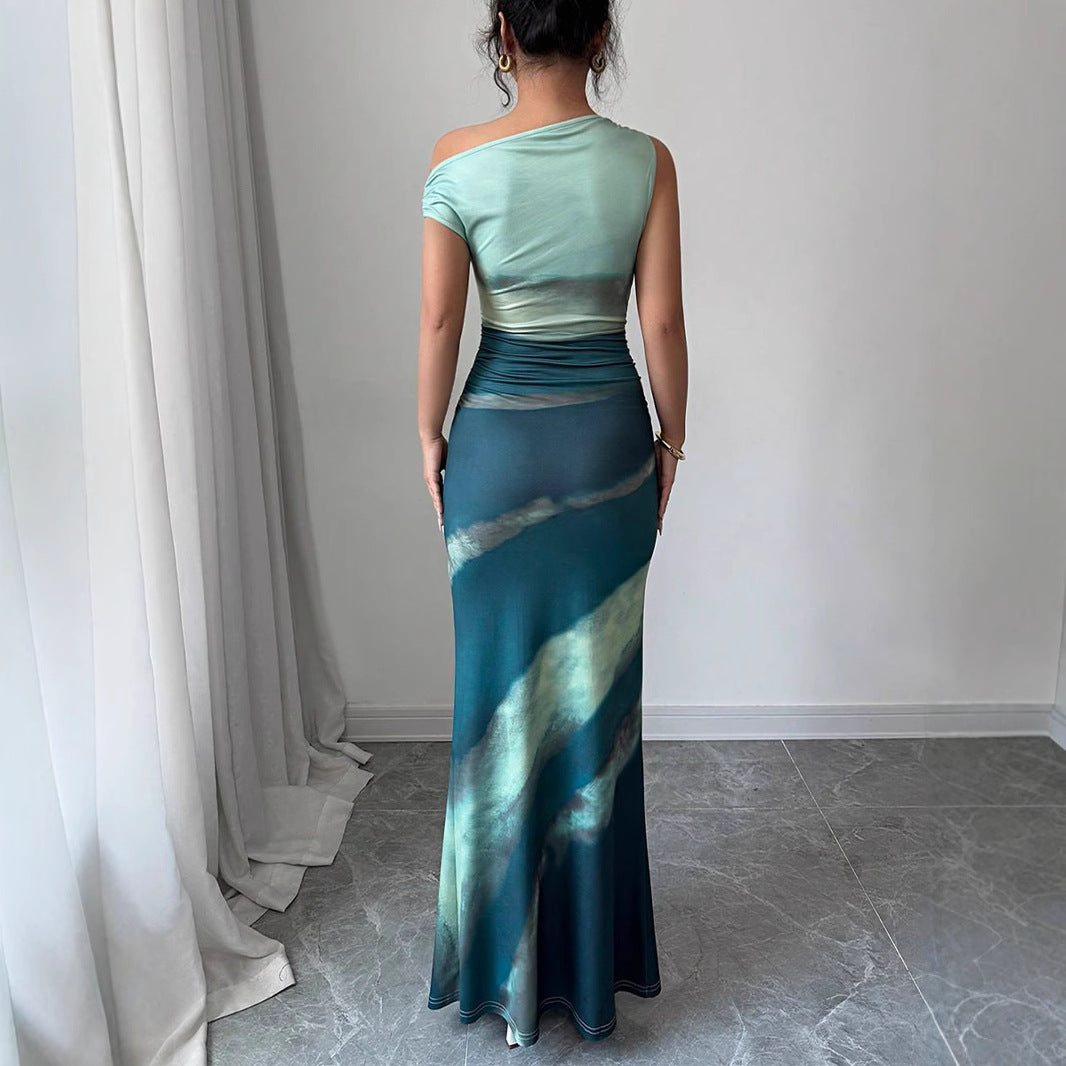 Dame elegant omslagskjole med asymmetrisk snit og slids Stilla