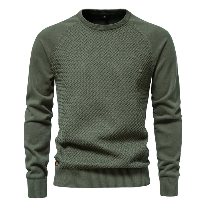 Herrer strukturpullover med moderne vaffelmønster og rund halsudskæring Stilla
