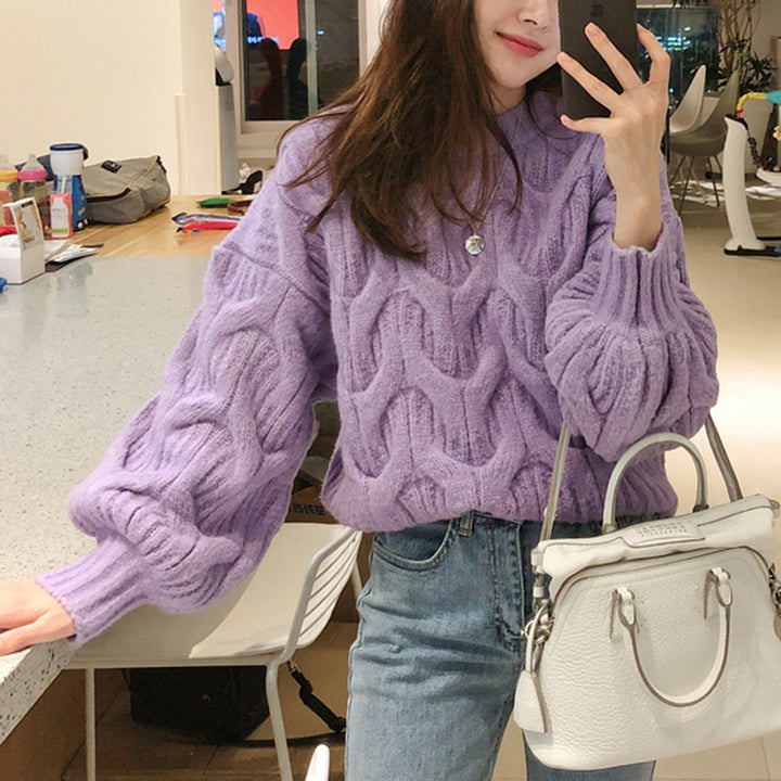 Damer Stilfuld Strik Sweater med Unikt Bølge Mønster Stilla