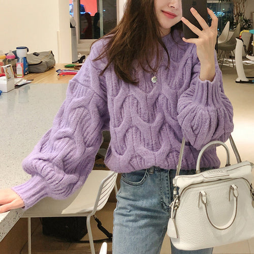 Damer Stilfuld Strik Sweater med Unikt Bølge Mønster Stilla