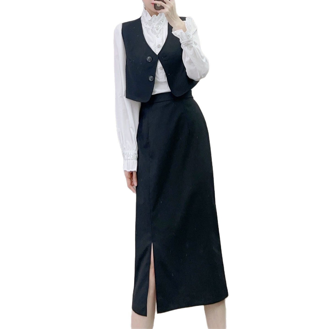 Dame Elegant og alsidigt Blazer-nederdel-sæt med sløjfedetalje Stilla