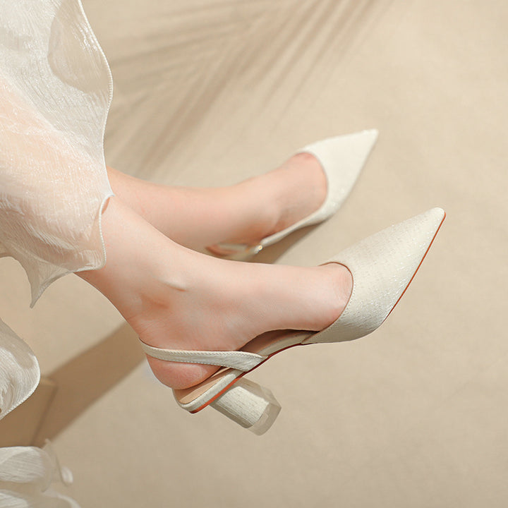 Dame Elegant Spids Tå Slingback Hæle med Transparent Blokhæle Stilla