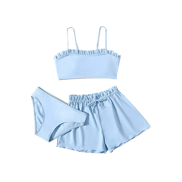 Dame bikini-sæt med rynket top og behagelige shorts Stilla