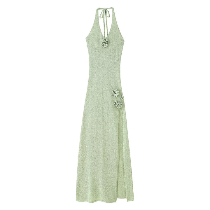 Femme Halterneck Maxikjole med florale accenter Stilla