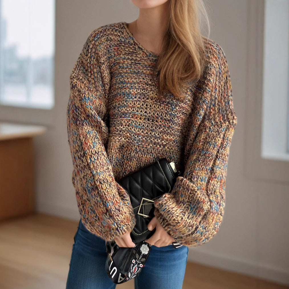 Kvinders afslappede strikket sweater med en løs pasform og elegante ærmekanter Stilla