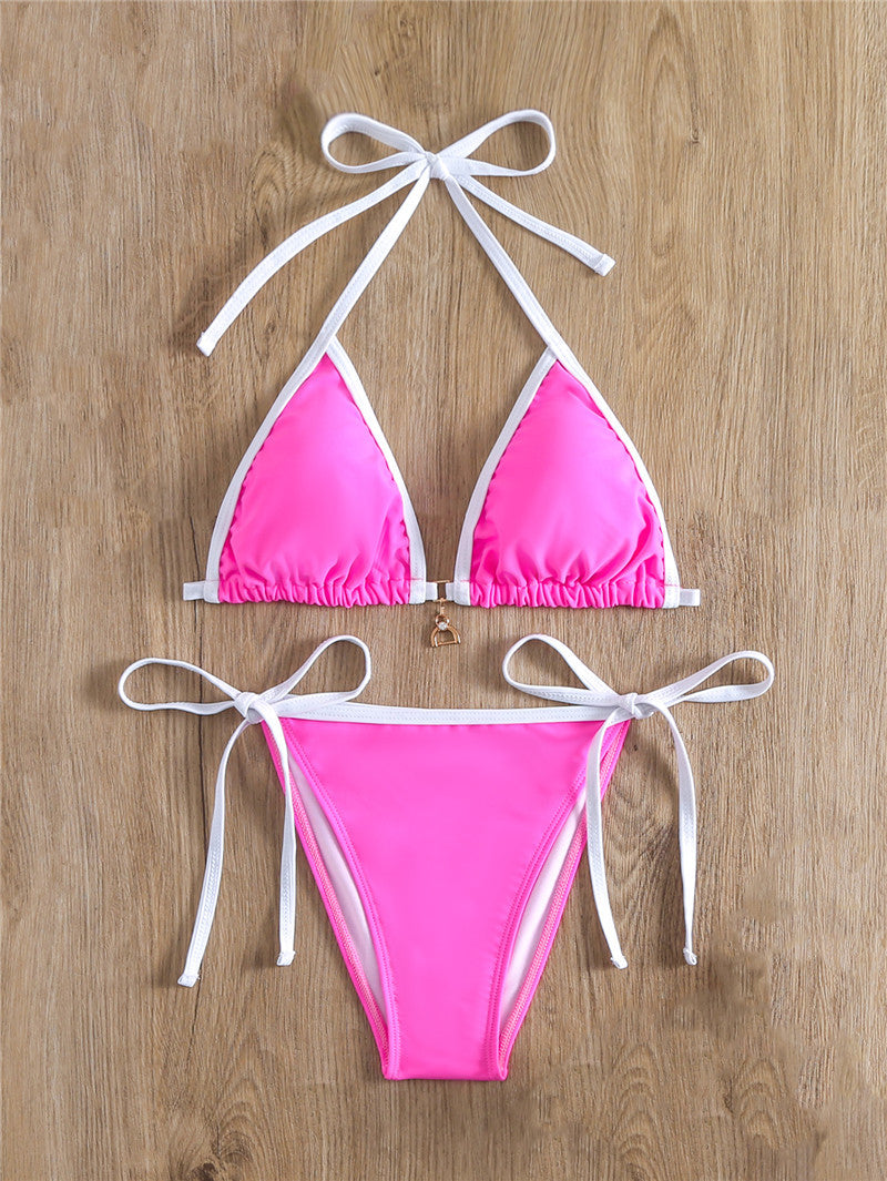 Damer trekant-bikini med justerbare stropper og moderne dekorativ detalje Stilla