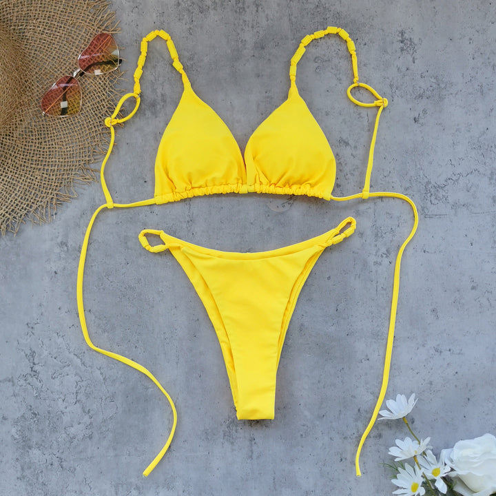 Dame Triangel-Bikini-Sæt med justerbar halterneck og høj udskæring Stilla