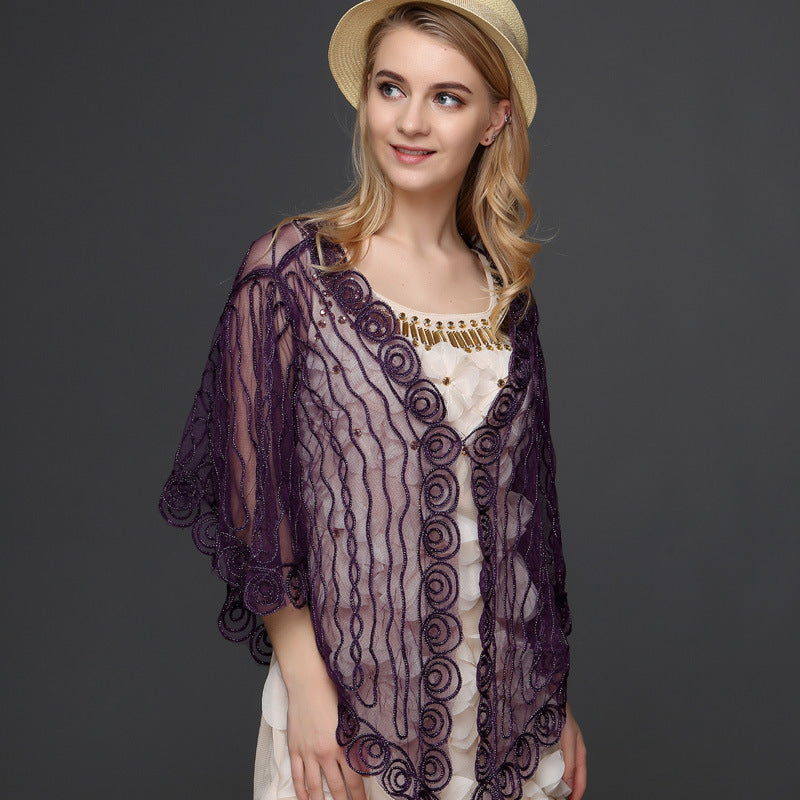 Femme Dekorativ Broderet Gennemsigtig Kimono-Top Stilla