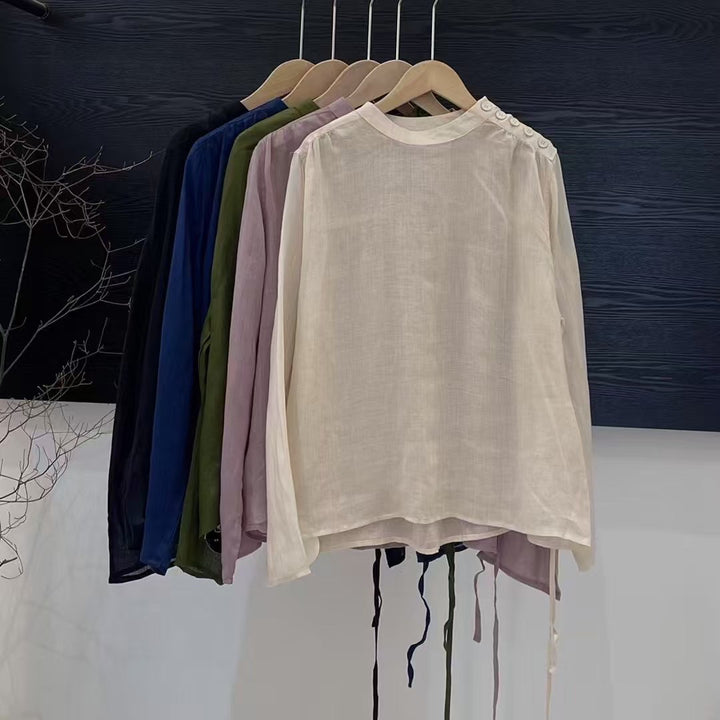 Femme Let Langærmet Bluse med Knapdetaljer Stilla