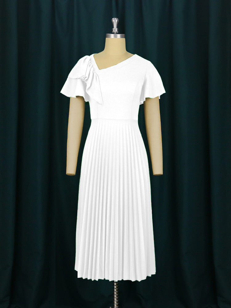 Damer elegant plisseret kjole med asymmetrisk ruffle-detail Skovae