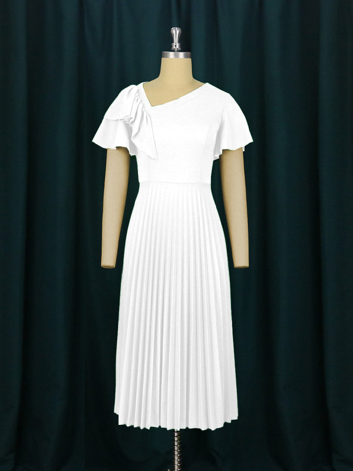 Damer elegant plisseret kjole med asymmetrisk ruffle-detail Skovae