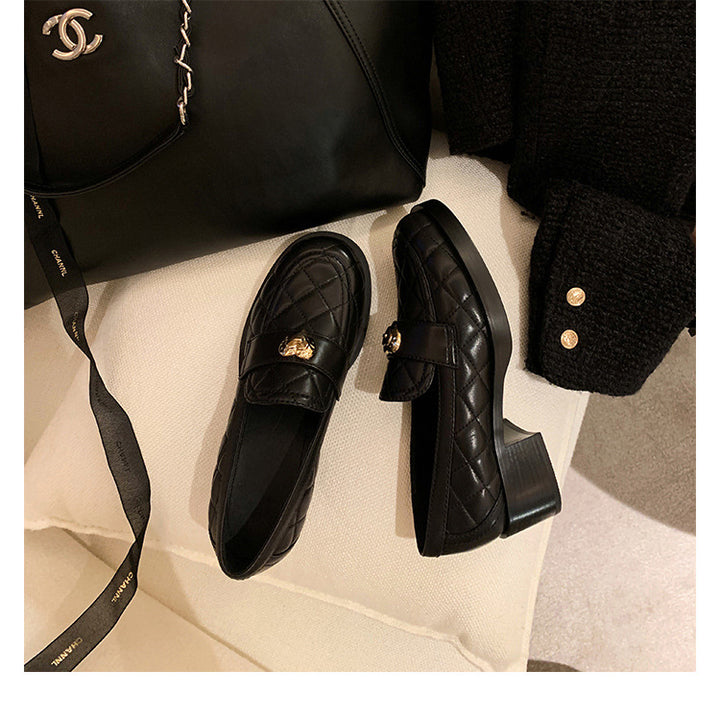 Dame Steppede Læder Loafers-Mules med Hjerte-Accent Stilla