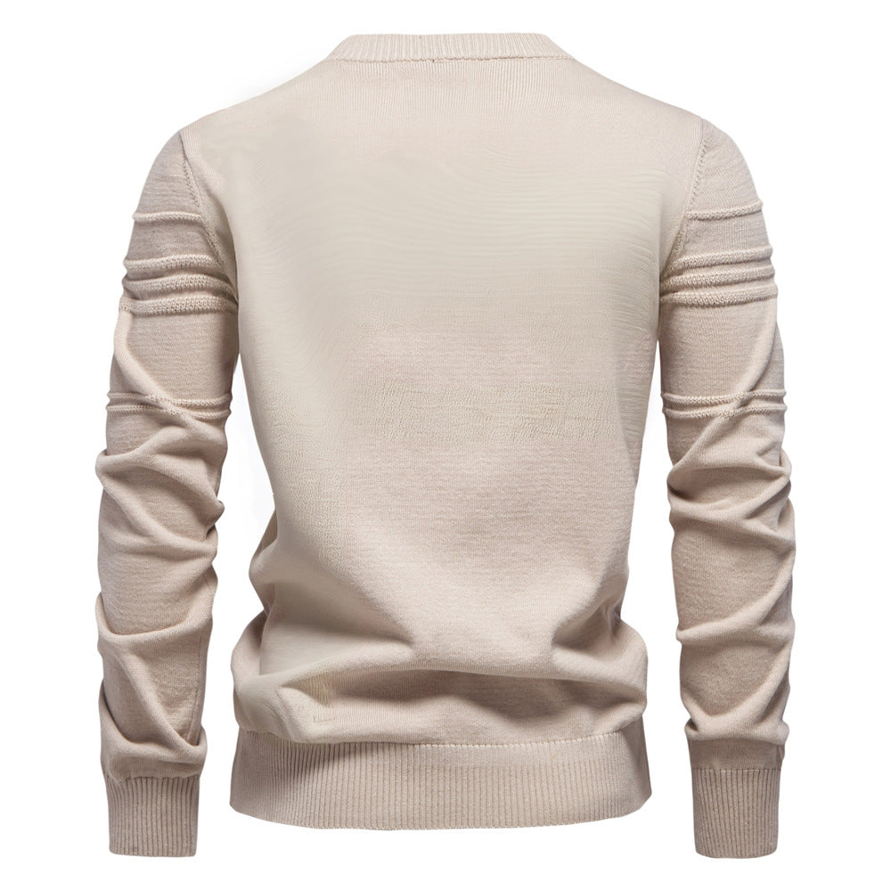 Herre strikpullover med struktureret design og moderne rund halsudskæring Stilla