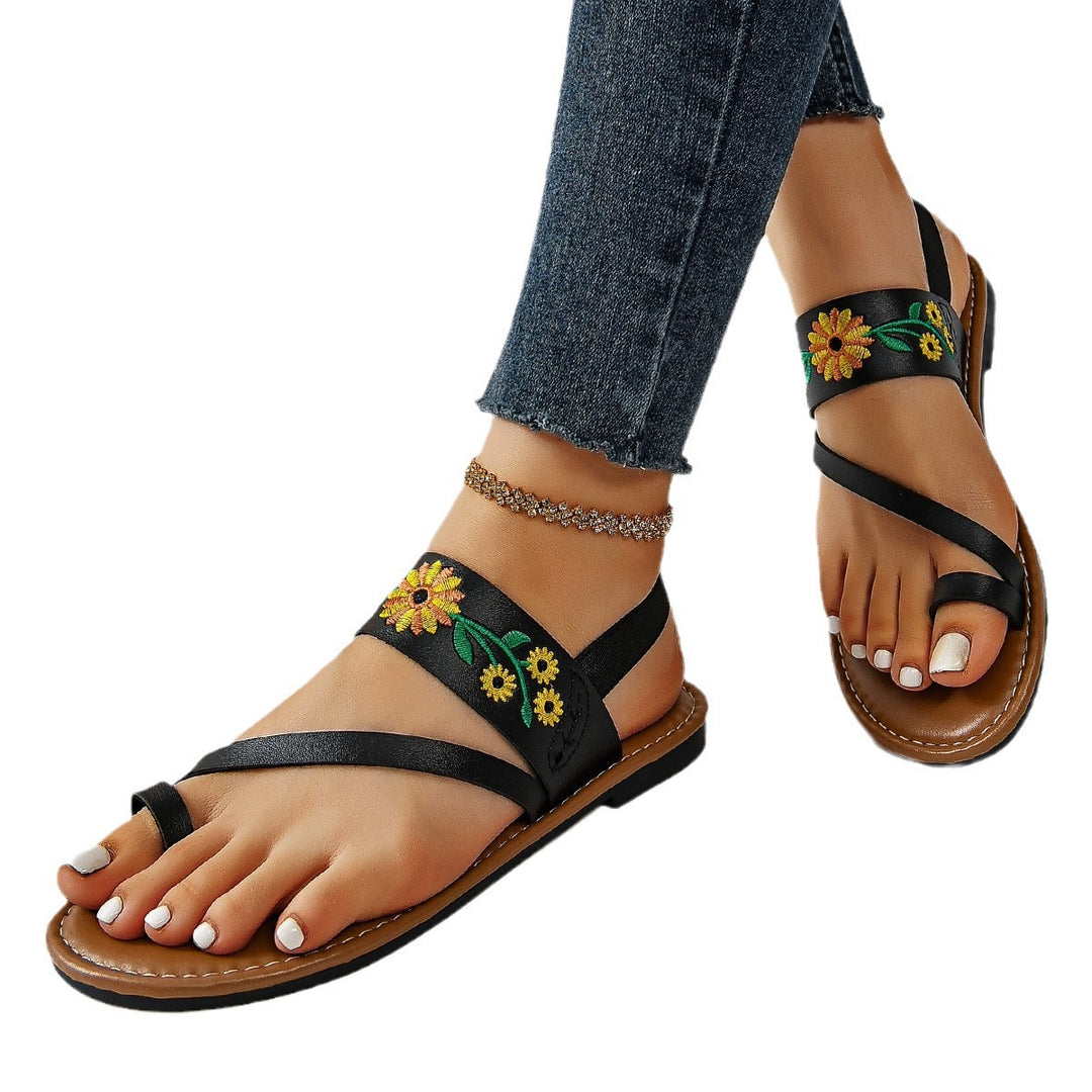Dame komfort-sandaler med eksklusive blomsterbroderier og fleksibelt remdesign Stilla