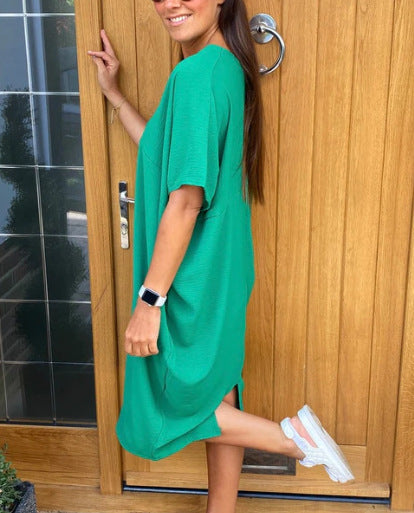 Dame Relaxed Fit Midikjole med sidelæg Stilla