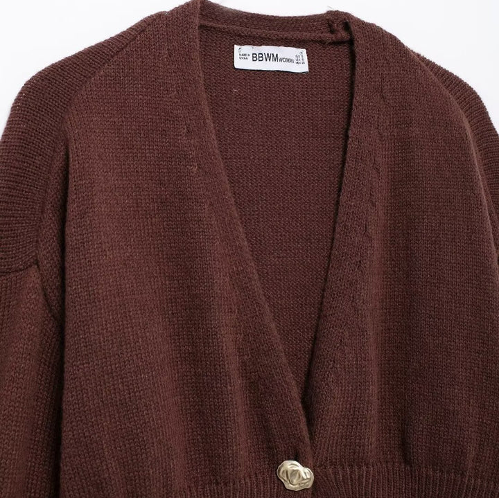 Femme Cozy Strikcardigan med dekorativ knap Stilla