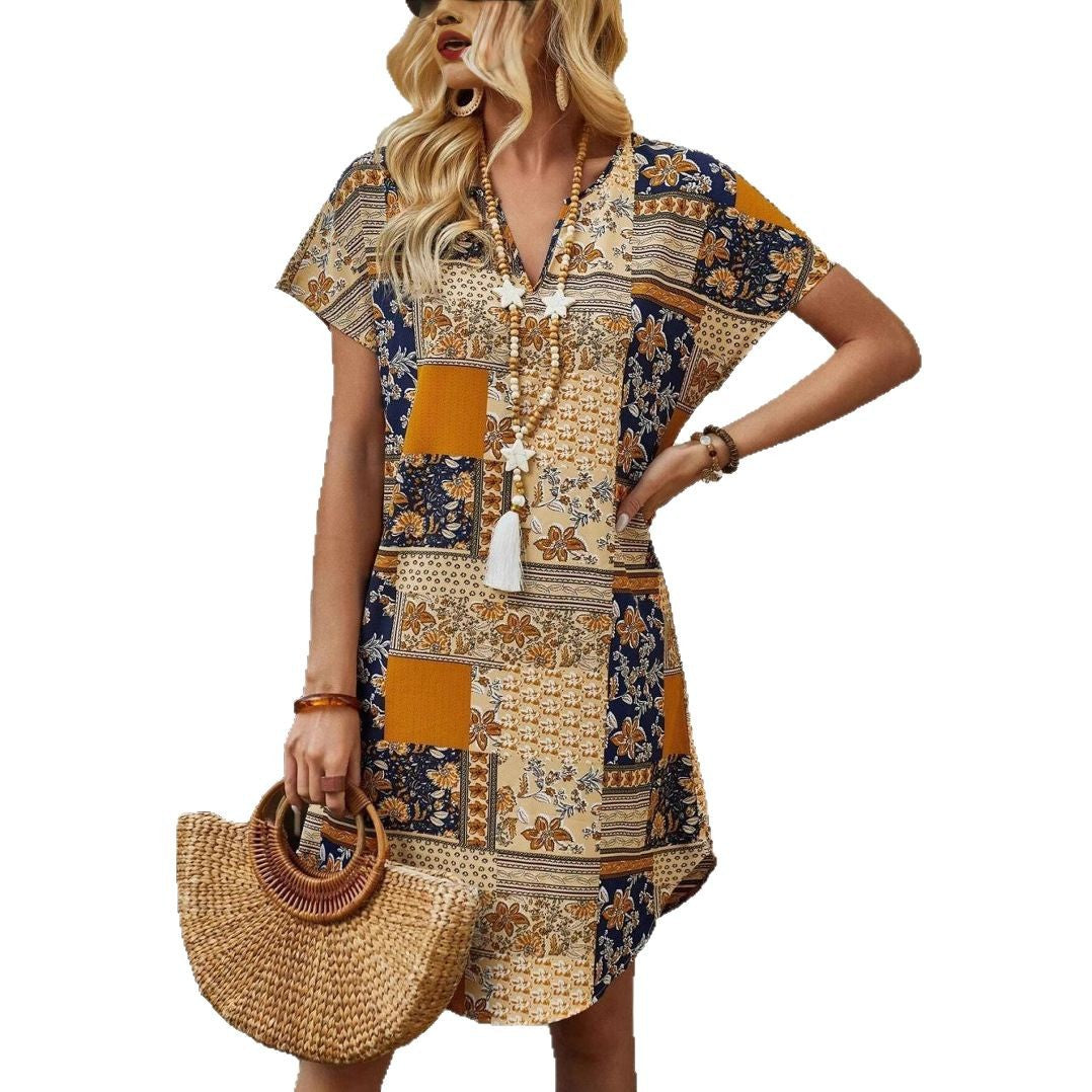 Dame Bohemian Patchwork Tunika Kjole Stilla