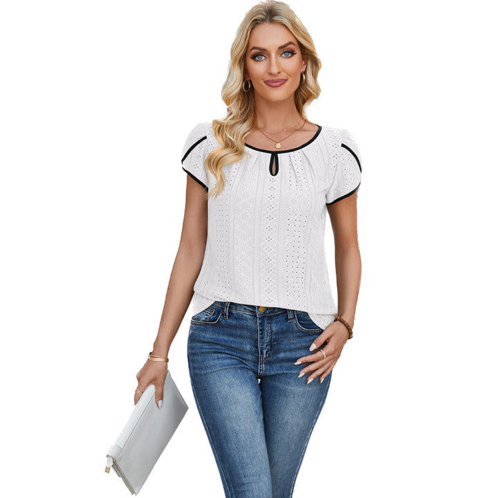 Dame tunika-bluse med raffinerede cut-out-detaljer Stilla