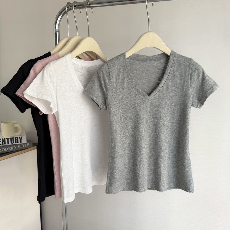 Femme Soft V-udskæring Kortærmet T-Shirt Stilla