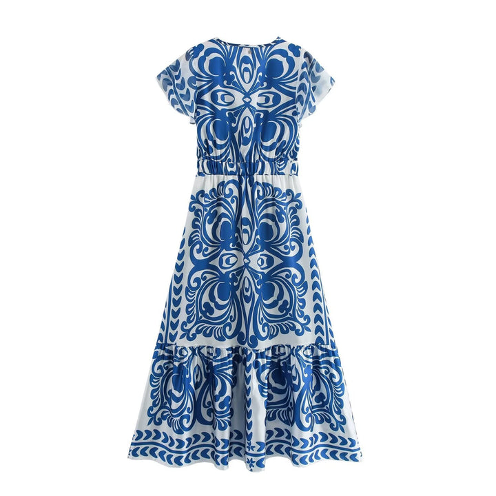 Femme Elegante Wickel-Maxi-Kjole med Flæse Kant Stilla