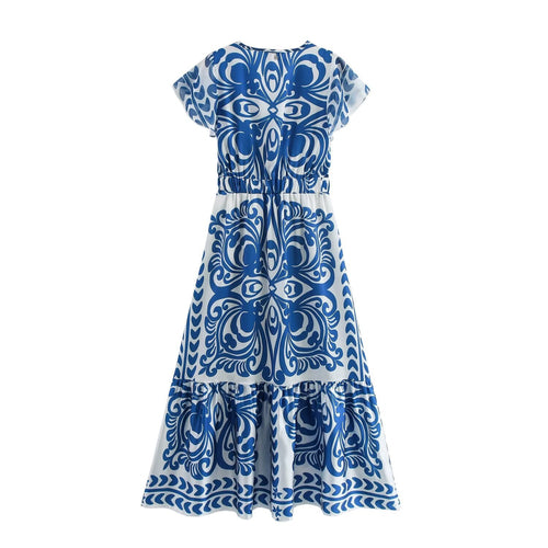 Femme Elegante Wickel-Maxi-Kjole med Flæse Kant Stilla