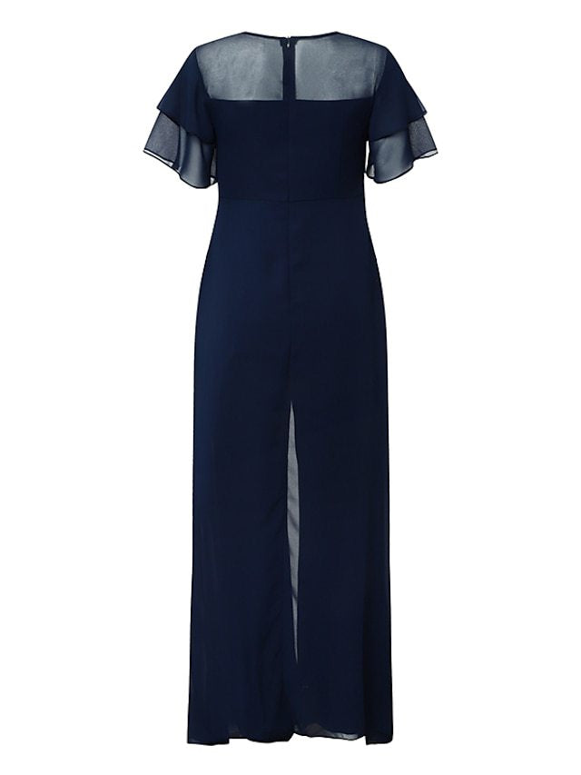Dame Elegant Palazzo-jumpsuit med svajende ærmer og gennemsigtige indsatser Stilla