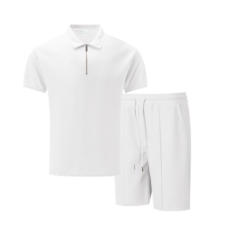 Herrer afslappet sportoutfit med standkrave og elastisk talje Stilla