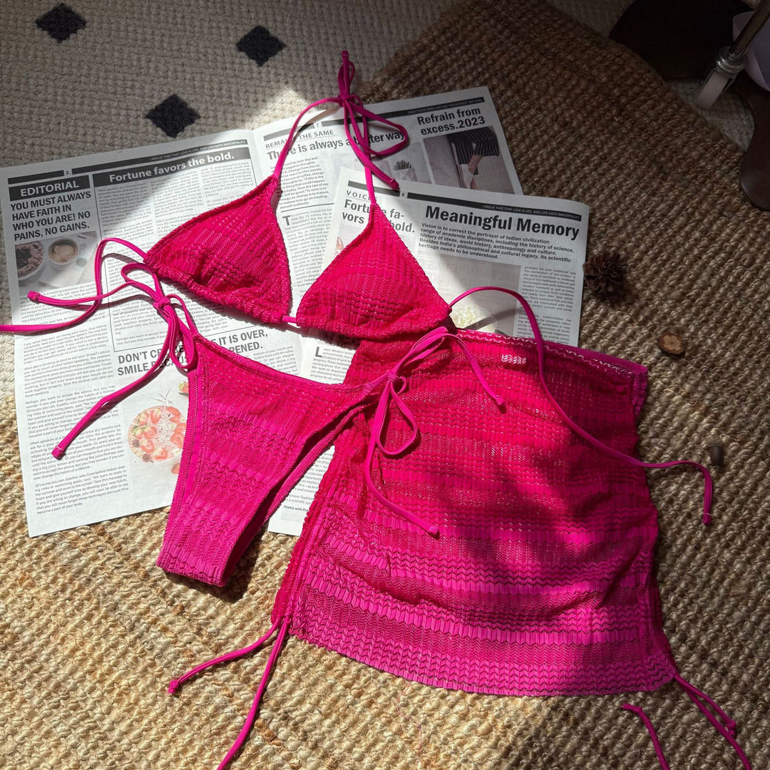 Dame Bikini-sæt med raffineret ribdesign og justerbare knuder Stilla