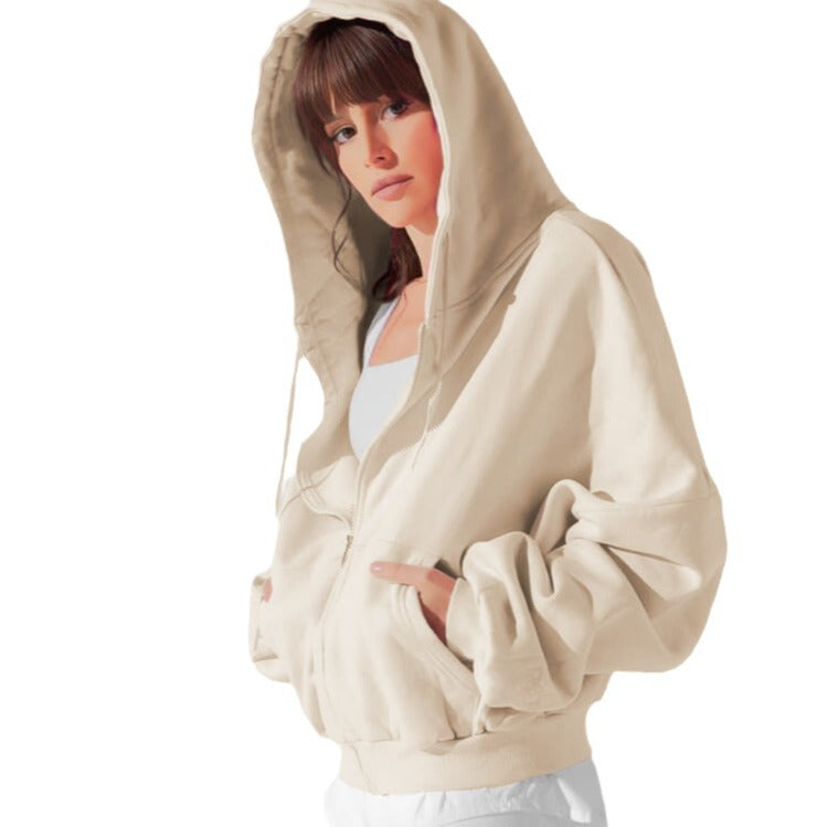 Dame afslappet oversized hættepullover med kvalitets lynlås og praktiske lommer Stilla