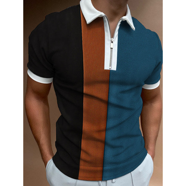 Herren farveblok zip-up polo shirt Stilla