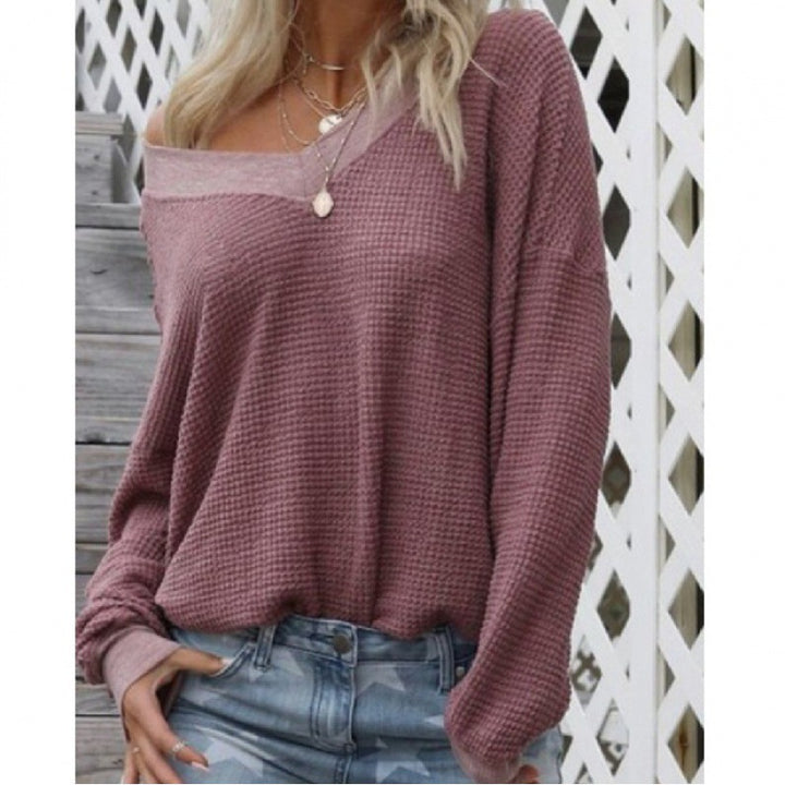 Kvinders Off-Shoulder Strikket Sweater med Voluminøse Ærmer Stilla