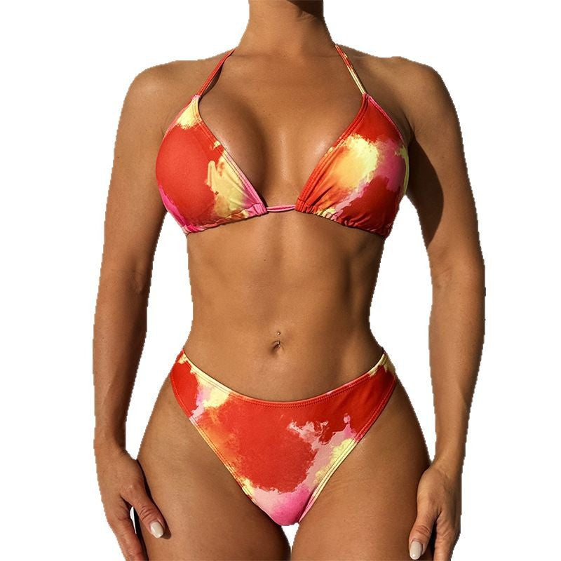 Dame Tie-Dye Halter Bikini Sæt Stilla