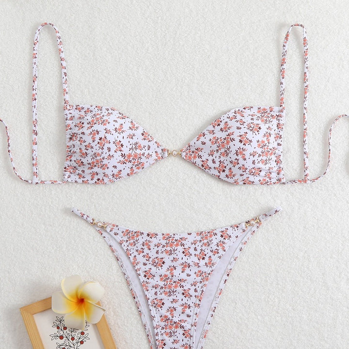 Dame bikini-sæt med justerbare stropper og blomsterdesign Stilla