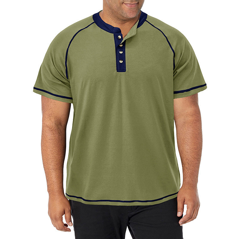 Herrer kortærmet henley-shirt med iøjnefaldende kontrastsyninger og behagelig pasform Stilla