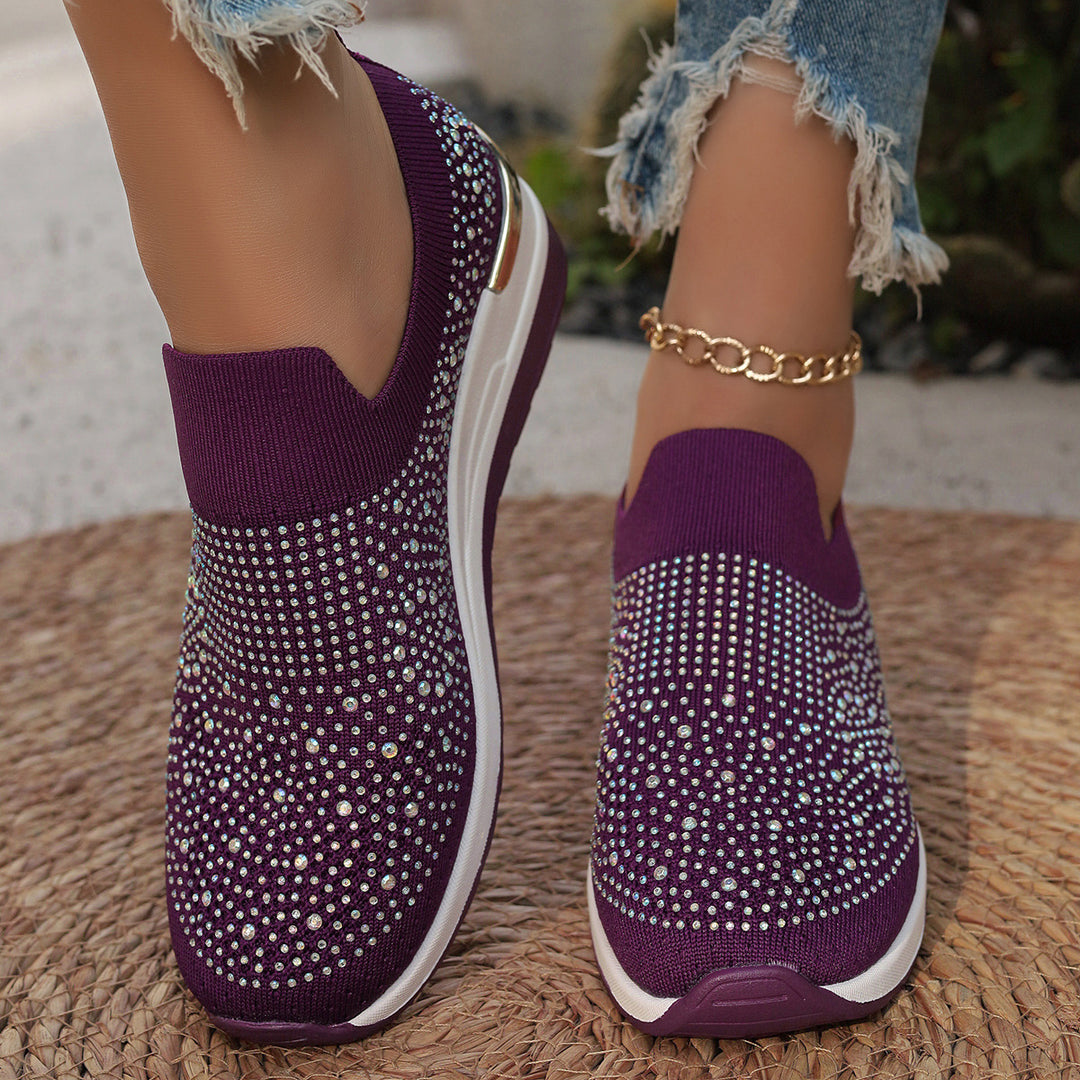 Dame Elegante Slip-On Sneakers med rhinsten-besatte detaljer og skridsikre såler Stilla