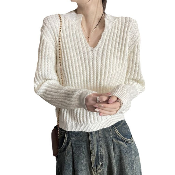 Femme Struktureret V-Hals Strikpullover Stilla